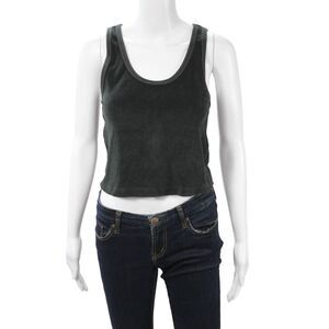 Perfect White Tee Womens Dark Gray Cropped Tank 100% Cotton Round Neck Size S